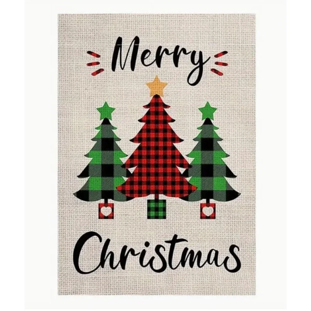 Christmas Garden Flag 12x18in Polyester Merry Christmas trees